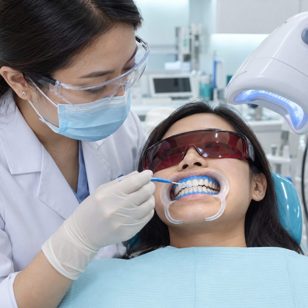 Proses bleaching gigi profesional di klinik